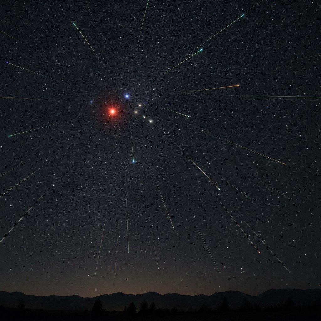 Orion takımyıldızı yakınında düşen meteorlar